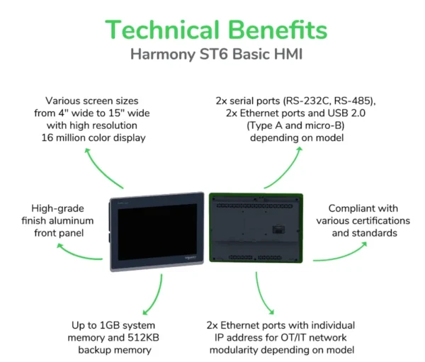 HMIST6400 Harmony ST6 7″ HMI Panel – Compact Touchscreen - Image 3